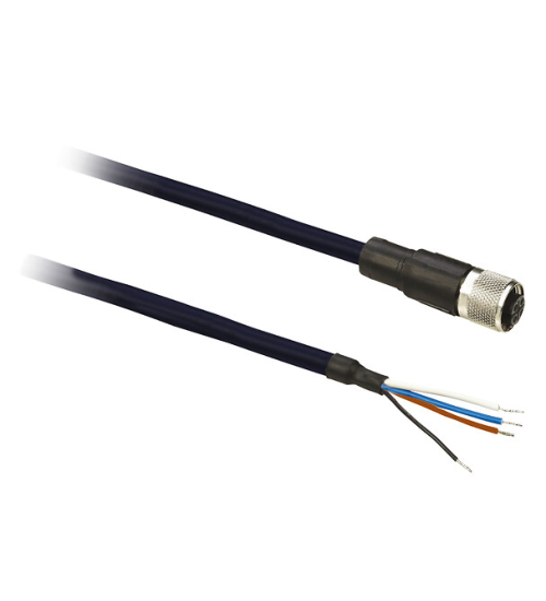 XZCPB1141L5 - Pre wired connectors XZ, straight female, M12 4 pins, shielded cable PUR 5 m - Telemecanique Sensors
