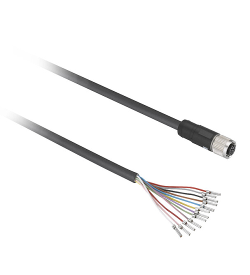 XZCPB44P14L5 - Pre wired connectors XZ, straight female, M12, 12 pins, cable PUR 5 m - Telemecanique Sensors
