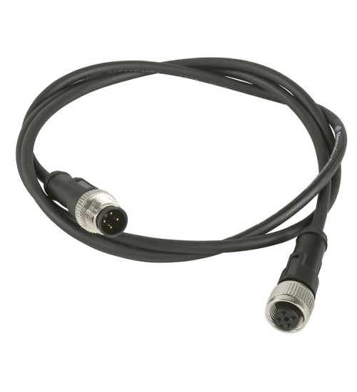 XZCR1512040A2 - Jumper cable XZ, male straight M12 3 pin, female elbowed M12 3 pin, PUR 2 m - Telemecanique Sensors