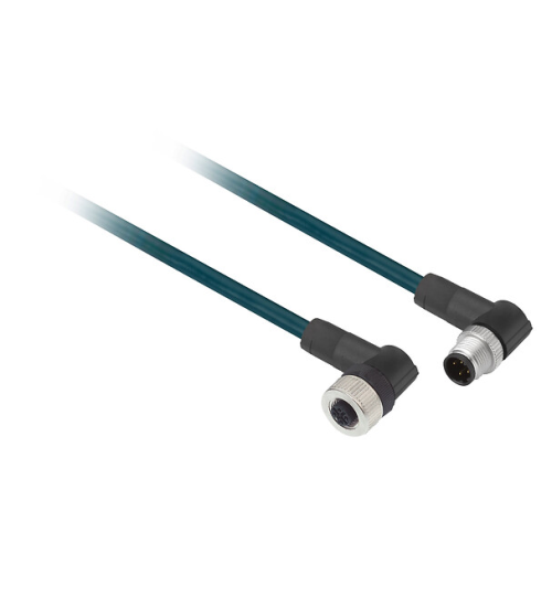 XZCR1512041C1 - Jumper cable XZ, male straight M12 4 pin, female elbowed M12 4 pin, PUR 1 m - Telemecanique Sensors