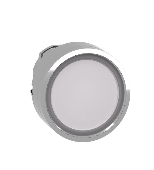 ZB4BH013 - Head for illuminated push button, Harmony XB4, metal, white flush, 22mm, universal LED, push-push, unmarked - Schneider Electric