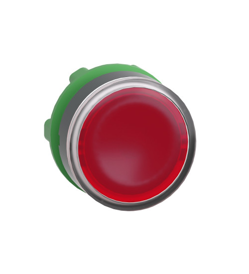 ZB5AW343 - Head for illuminated push button, Harmony XB5, plastic, red flush, 22mm, universal LED, spring return, plain lens - Schneider Electric