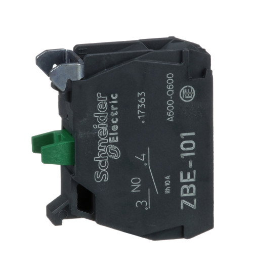 ZBE101 - Single contact block, Harmony XB4, silver alloy, screw clamp terminal, 1NO - Schneider Electric