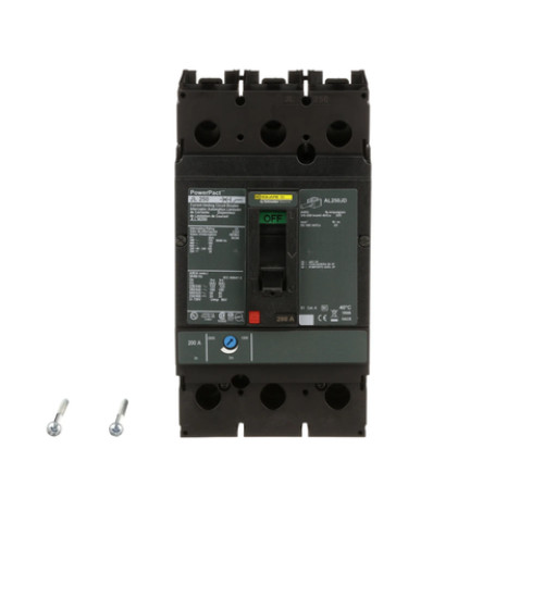 Square D JLL36200 - Circuit breaker, PowerPacT J, 200A, 3 pole, 600VAC, 50kA, lugs, thermal magnetic, 80% | Schneider Electric