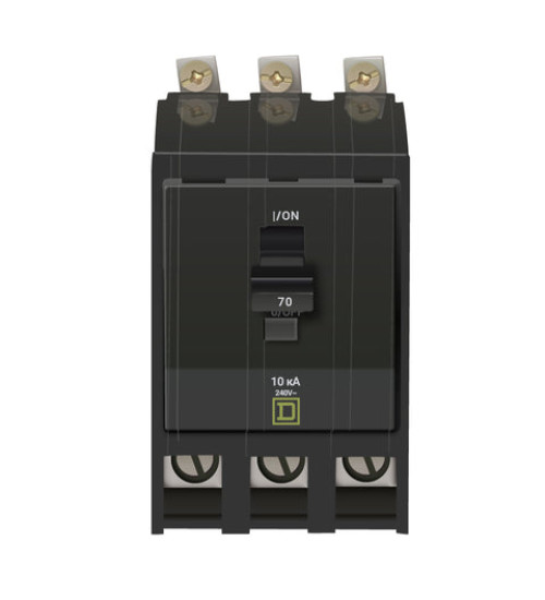 Square D QOB370 - Mini circuit breaker, QO, 70A, 3 pole, 120/240VAC, 10kA, bolt on | Schneider Electric